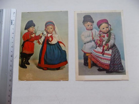 СРСР СССР ^/--/^ Открытка Куклы в русских народных костюмах Фото Игнатович 3 шт 1962-65 г. ^_^^^ Листівка ляльки в російських народних костюмах Фото Ігнатович 3 шт 1962-65 р. - фото фото фото