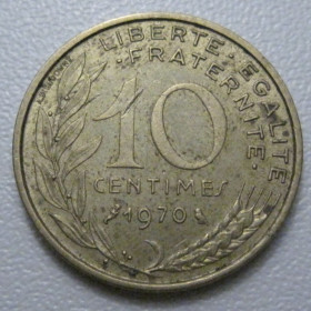 Франція Франция ^/--/^ Франція 10 сантимів 1970 року 41996 ^_^^^ Франция 10 сантимов 1970 года 41996 - фото фото фото