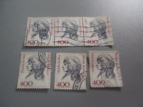 НДР, ФРН ГДР, ФРГ ^/--/^ марки сцепка Германия ФРГ 1992 личности известные женщины Шарлотта фон Штейн лот 6 шт гаш №3666 ^_^^^ Німеччина ФРН 1992 особи відомі жінки Шарлотта фон Штейн лот 6 шт гаш No 3666 - фото фото фото