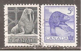 Північна Америка Северная Америка ^/--/^ Канада 1954 Sc.335-336 гаш. ПОЛНАЯ серия ^_^^^ Канада 1954 Sc.335-336 гаш. Повна серія - фото фото фото