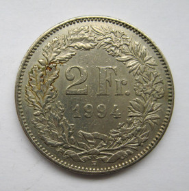 Швейцарія Швейцария ^/--/^ 2 франка = 1994 р. = ШВЕЙЦАРІЯ  &amp; ^_^^^ 2 франка = 1994 г. = Швейцария &amp; - фото фото фото