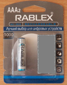 Батарейки, акумулятори Батарейки, аккумуляторы ^/--/^ Акумулятор 1000 mAh Rablex Ni-Mh AAA NEW ^_^^^ Аккумулятор 1000 mAh Rablex Ni-Mh AAA NEW - фото фото фото