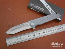Ножі, мультітули Ножи, мультитулы ^/--/^ TwoSun TS /--/ 360-Titanium, D /--/ 2 Satin, RIHE Design, Tactical, Ceramic Ball Bearing, EDC, Frame Lock - фото фото фото