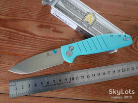 Ножі, мультітули Ножи, мультитулы ^/--/^ Bestechman Goodboy BMK /--/ 04 /--/ A, G /--/ 10 Tiffany Blue, D /--/ 2 Satin, Caged Ceramic Ball Bearing, Flipper, Outdoor, EDC, Button Lock - фото фото фото