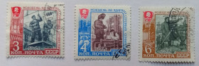 СРСР - СССР - ^/--/^ СССР 1961 Молодежь на ударных стройках семилетки, гашеные (I) ^_^^^ СРСР 1961 Молодь на ударних будівництвах семирічки, гашені (I) - фото фото фото