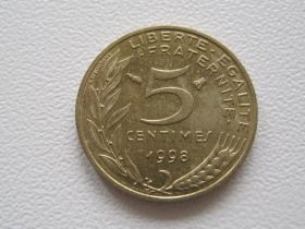 Франція Франция ^/--/^ Франция 5 сантимов 1998 года 16101 ^_^^^ Франція 5 сантимів 1998 16101 - фото фото фото