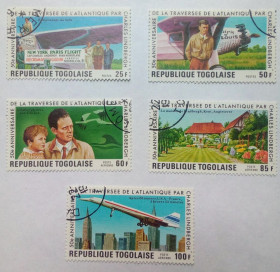 Того Того ^/--/^ Того 1977 Чарльз Линдберг, трансатлантический перелет, гашеные ^_^^^ 1977 — Чарльз Ліндберг, трансатлантичний переліт, гашені - фото фото фото