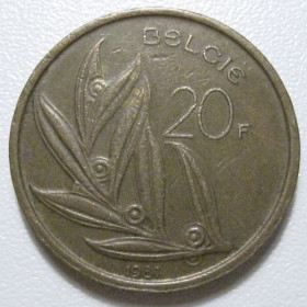 Бельгія Бельгия ^/--/^ Бельгія 20 франків 1981 року BELGIË #39708 ^_^^^ Бельгия 20 франков 1981 года BELGIË #39708 - фото фото фото