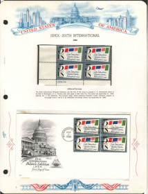 Північна Америка Северная Америка ^/--/^ США 1966  г - квартблок MNH + КПД  ХМК с квартблоком  -  6-я фил. выставка ^_^^^ США 1966 р. - квартблок MNH + ККД ХМК з квартблоком - 6-а філ. виставка - фото фото фото