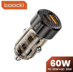 Діодні Диодные ^/--/^ Зарядка в авто Toocki 60 /--/ W (USB-A + USB-C) швидка зарядка (Чорний) ^_^^^ Зарядка в авто Toocki 60 /--/ W (USB-A + USB-C) быстрая зарядка (Черный) - фото фото фото