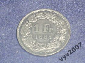 Швейцарія Швейцария ^/--/^ Швейцария-1988 г.-1 франк ^_^^^ Швейцарія-1988 р.-1 франк - фото фото фото
