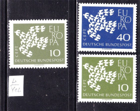 НДР, ФРН ГДР, ФРГ ^/--/^ Германия   1961 г  MNH - EUROPA CEPT- 1 марка желтая флр-я ^_^^^ Німеччина 1961 MNH - EUROPA CEPT - 1 марка жовта флр-я - фото фото фото