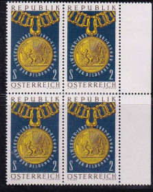Європа Европа ^/--/^ ZM Австрия  1967 г   MNH - квартблок ^_^^^ ZM Австрія 1967 MNH - квартблок - фото фото фото