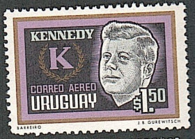 Історія та особистості История и личности ^/--/^ Уругвай  (1965) Авиапочта. Первая годовщина смерти президента Джона Ф. Кеннеди ^_^^^ Уругвай (1965) Авіапошта. Перша річниця смерті президента Джона Ф. Кеннеді - фото фото фото