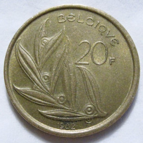 Бельгія Бельгия ^/--/^ Бельгія 20 франків 1982 року BELGIQUE #6 /--/ П /--/ 1760 ^_^^^ Бельгия 20 франков 1982 года BELGIQUE #6 /--/ П /--/ 1760 - фото фото фото