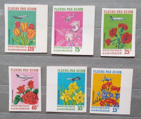 Флора Флора ^/--/^ Габон 1971 г - Авиапочта. Цветы, без зуб. ^_^^^ Габон 1971 - Авіапошта. Квіти, без зуб. - фото фото фото