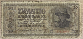 Інше Другое ^/--/^ 20 карбованцев 1942 г.в. Ровно. Оккупация. Оригинал! ^_^^^ 20 карбованців 1942 р.в. Рівне. Окупація. Оригінал! - фото фото фото