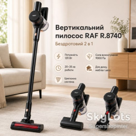 Пилососи Пылесосы ^/--/^ Беспроводной пылесос-трансформер 2 /--/ в /--/ 1, 2000 /--/ мАч + 2 насадки, RAF R.8740, Черный / Беспроводной пылесос / Аккумуляторный пылесос ^_^^^ Бездротовий пилосос-трансформер 2 /--/ в /--/ 1, 2000 /--/ мАч + 2 насадки, RAF R.8740, Чорний / Бездротовий пилосос / Акумуляторний пилосос - фото фото фото