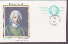 Америка Америка ^/--/^ США 1985 ЧАРЛЬЗ КАРРОЛЛ CHARLES CARROLL ПАТРИОТ НЕЗАВИСИМОСТЬ БИТВЫ СРАЖЕНИЯ ХПК ОМ ШЁЛК !!! ^_^^^ 1985 ЧАРЛЬЗ КАРРОЛЛ CHARLES CARROLL ПАТРІОТ НЕЗАЛЕЖНІСТЬ БИТВИ ЗБЕРЕЖЕННЯ ХПК ОМ ШЕЛК !!! - фото фото фото
