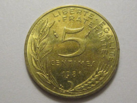 Франція Франция ^/--/^ Франция 5 сантимов 1981 года 3 /--/ П /--/ 917 ^_^^^ Франція 5 сантимів 1981 3 /--/ П /--/ 917 - фото фото фото