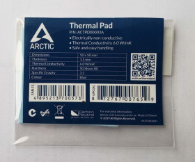 Системи охолодження Системы охлаждения ^/--/^ Термопрокладка Arctic Thermal Pad 50 мм х 50 мм х 1,5 мм 6 w/mk синяя ^_^^^ Термопрокладка Arctic Thermal Pad 50 мм х 50 мм х 1,5 мм 6 w/mk синя - фото фото фото