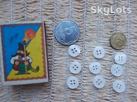Гудзики, паєтки Пуговицы, пайетки ^/--/^ Пуговицы белые перламутровые с узким ободком 9 шт., Д=12 мм, 4 дырочки для пришива ^_^^^ Гудзики білі перламутрові з вузьким обідком 9 шт., Д = 12 мм, 4 дірочки для пришива - фото фото фото