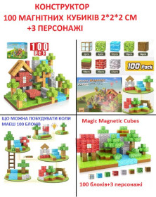 Конструктори Конструкторы ^/--/^ Магнітний конструктор на 100 деталей Magiс Magnetic Cubes. Кирпичний будиночок. на 100 блоків +3 пер ^_^^^ Магнитный конструктор на 100 деталей Magiс Magnetic Cubes. Кирпический домик. на 100 блоков +3 пер - фото фото фото