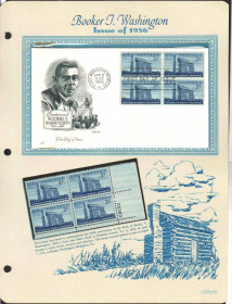 Північна Америка Северная Америка ^/--/^ США 1956  г - квартблок MNH + КПД  ХМК с квартблоком  -  Букер Т. Ва́шингтон  просветитель ^_^^^ 1956 — квартблок MNH + ККД ХМК з квартблоком — Букер Т. Вашингтон просвітитель - фото фото фото