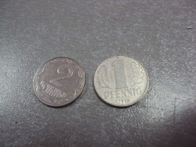 НДР, ФРН ГДР, ФРГ ^/--/^ монета германия 1 пфенниг 1975 №9120 ^_^^^ монета Німеччини 1 пфеніг 1975 No /--/ 9120 - фото фото фото