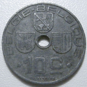 Бельгія Бельгия ^/--/^ Бельгія 10 сантимів 1945 року 42200 ^_^^^ Бельгия 10 сантимов 1945 года 42200 - фото фото фото