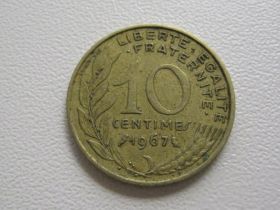 Франція Франция ^/--/^ Франция 10 сантимов 1967 года 15880 ^_^^^ Франція 10 сантимів 1967 15880 - фото фото фото