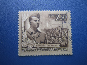 Балканський півострів Балканский полуостров ^/--/^ Марка Албанія 1951 Конгрес незалежності Перметі 2.5 лек гаш ^_^^^ Марка Албания 1951 Конгресс независимости Пермети 2.5 лек гаш - фото фото фото