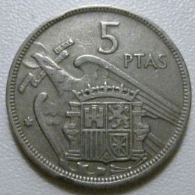 Іспанія Испания ^/--/^ Іспанія 5 песет 1957  (1970) року 41737 ^_^^^ Испания 5 песет 1957 (1970) года 41737 - фото фото фото