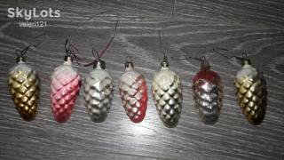 Ялинкові іграшки Ёлочные игрушки ^/--/^ Елочная игрушка шишка СССР стекло  7 /--/ шт ^_^^^ Іграшка СРСР скло 7 /--/ шт - фото фото фото
