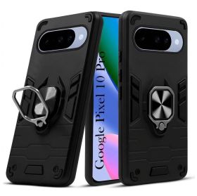 Чохли, бампера Чехлы, бампера ^/--/^ Чохол Fiji Defence для Google Pixel 10 Pro протиударний бампер з кільцем підставкою Black - фото фото фото