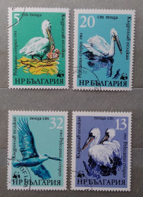 Фауна Фауна ^/--/^ Болгария 1984 г - Всемирный фонд дикой природы. Кудрявый пеликан, гаш ^_^^^ 1984 — Всесвітній фонд дикої природи. Кудрявий пелікан, гаш - фото фото фото