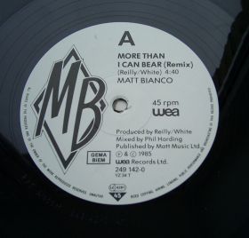 Платівки Пластинки ^/--/^ MATT BIANCO More Than I Can Bear   (Remix) 12&amp;quot;, 45 RPM VG++/- ^_^^^ MATT BIANCO More Than I Can Bear (Remix) 12&amp;quot;, 45 RPM VG++/- - фото фото фото