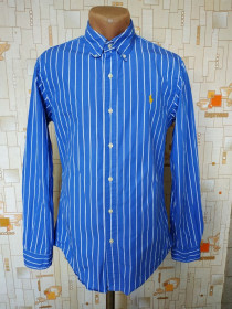 Сорочки Рубашки ^/--/^ Сорочка чоловіча синя смуга POLO RALPH LAUREN коттон p-p S ^_^^^ Рубашка мужская синяя полоса POLO RALPH LAUREN коттон p-p S - фото фото фото