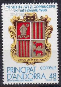 Малі Держави Європи Малые Государства Европы ^/--/^ Андорра  1987 г - MNH - геральдика ^_^^^ Андорра 1987 — MNH — геральдика - фото фото фото