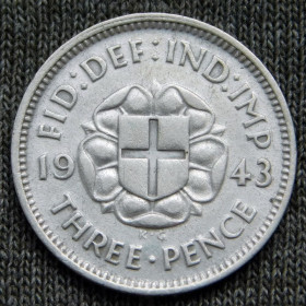 Георг VI (-) Георг VI (-) ^/--/^ Монета - Великобританія - 3 пенса - 1943 - George VI - срібло ^_^^^ Монета - Великобритания - 3 пенса - 1943 - George VI - серебро - фото фото фото