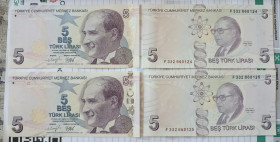 Туреччина Турция ^/--/^ Пара 5 лир 2009 года с номерами подряд, в состоянии UNC ^_^^^ Пара 5 лір 2009 року з номерами підряд, в стані UNC - фото фото фото