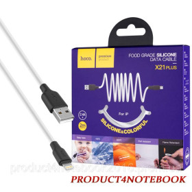 Кабелі Кабели ^/--/^ Кабель HOCO X /--/ 21 Plus USB to iP 2.4 /--/ A, 2 /--/ m, silicone, silicone connectors, Black+White (6931474713780) - фото фото фото