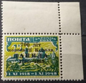 Інше Другое ^/--/^ 1953. 25 коп. ППУ. Мюнхен. 700 літ коронації Короля Данила. 1253-1953. MNH. ^_^^^ 1953. 25 коп. ППУ. Мюнхен. 700 лет коронации Короля Даниила. 1253-1953. MNH. - фото фото фото