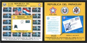 Освоєння космосу Освоение космоса ^/--/^ Космос . Парагвай 1976 г   MNH - 2 /--/ а блока ^_^^^ Парагвай 1976 MNH - фото фото фото