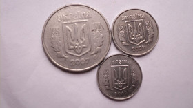 Інше Другое ^/--/^ Монета 5,2,1,копейки,брак,оплывший чекан ^_^^^ Монета 5,2,1, копійки, шлюб, що оплив чекан - фото фото фото