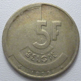 Бельгія Бельгия ^/--/^ Бельгія 5 франків 1986 року Belgie 42881 ^_^^^ Бельгия 5 франков 1986 года Belgie 42881 - фото фото фото
