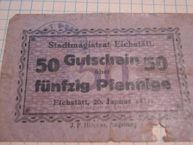 Німеччина Германия ^/--/^ 50 /--/ пф 1919 Німеччина, Ейхштет, нотгельд ^_^^^ 50 /--/ пф 1919 Германия, Эйхштет, нотгельд - фото фото фото