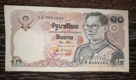Таїланд Таиланд ^/--/^ THAILAND 10 батів Таїланд 1990, підпис 1-й варіант, 1-й випуск ^_^^^ THAILAND 10 батов Таиланд 1990, подпись 1-й вариант, 1-й выпуск - фото фото фото