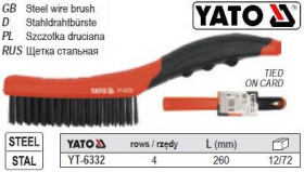 Інший інструмент Другой инструмент ^/--/^ Щетка YATO сталь ручка 4 ряда l /--/ 260 мм YT-6332 ^_^^^ Польща сталь ручка 4 ряду l /--/ 260 мм YT-6332 - фото фото фото