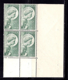 Іспанія Испания ^/--/^ EU  Испания 1956 г  MNH  - квартблок ^_^^^ EU Іспанія 1956 MNH - квартблок - фото фото фото